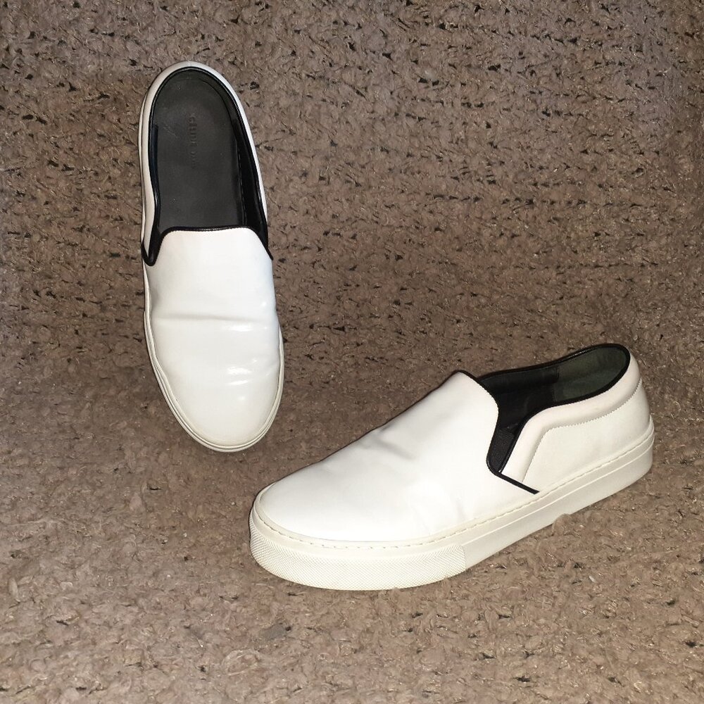 CELINE Paris-White Patent Leather Flatform Loafers-Sz 39.5-Excellent